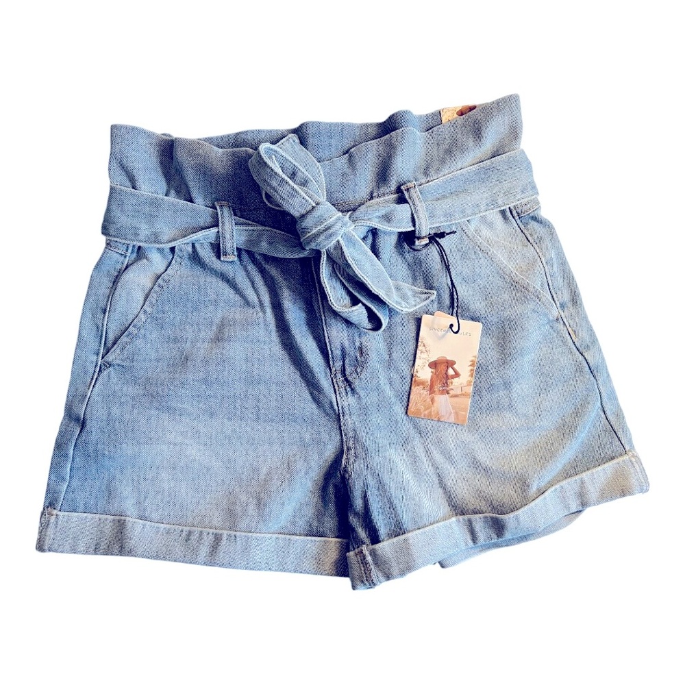 Sincerely Jules Super High Rise Denim Shorts w/ Belt - Size 7/28
